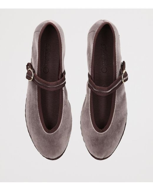 Flabelus Brown Velvet Pierre Mary Jane Flats
