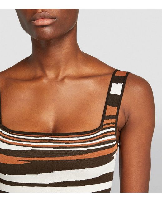 Weekend by Maxmara Brown Knitted Striped Tank Top