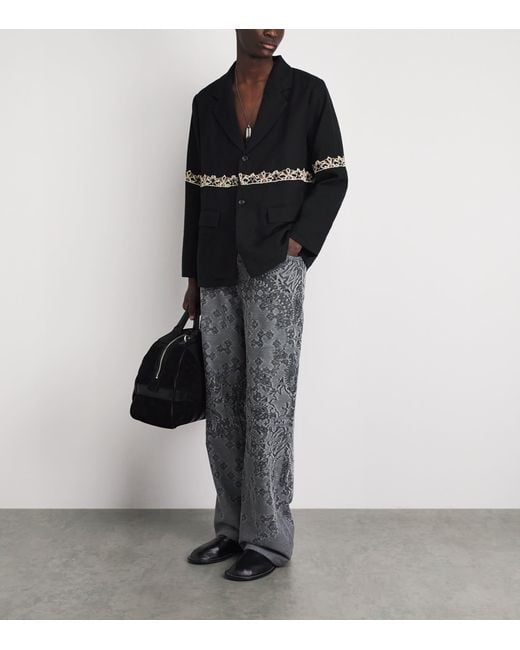 Kartik Research Black Wool Embroidered Blazer for men