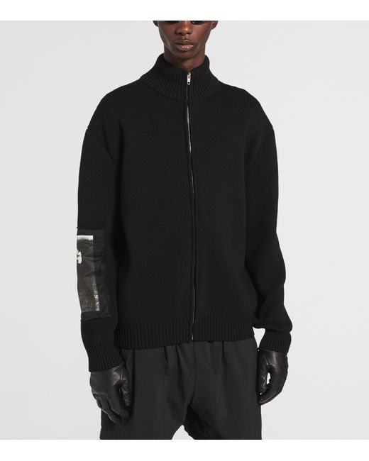 Balenciaga Black Wool Artwork Patch Zip-Up Jacket for men