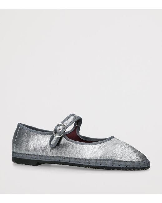 Flabelus White Lavinia Mary Jane Flats