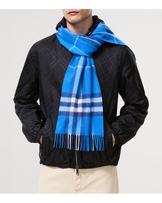 Burberry Blue Cashmere Check Scarf