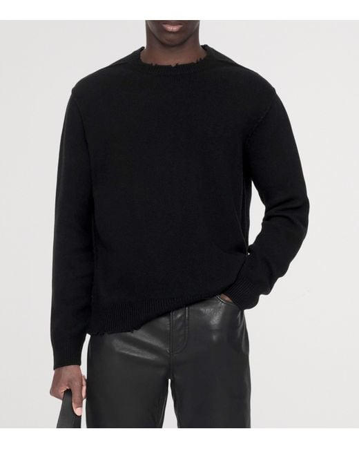 AllSaints Black Wool-Blend Remus Crew-Neck Sweater for men