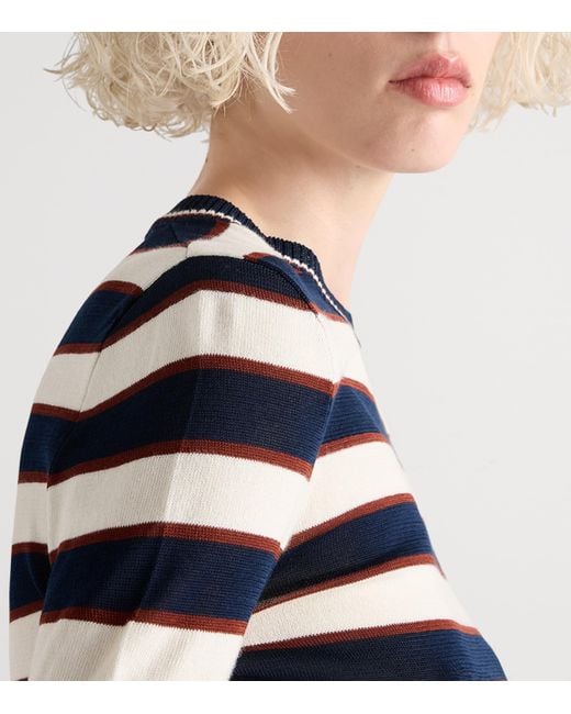 Prada Blue Cotton Stripe Sweater Top