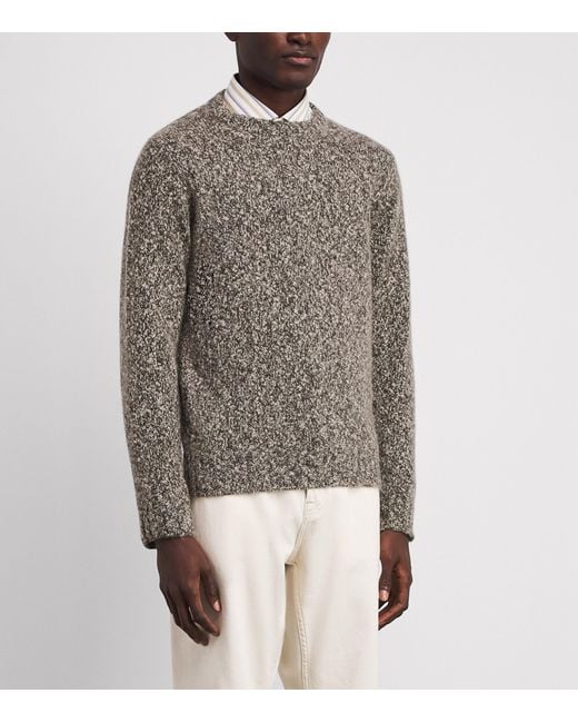 FIORONI CASHMERE Gray Cashmere Bouclé Crew-Neck Sweater for men