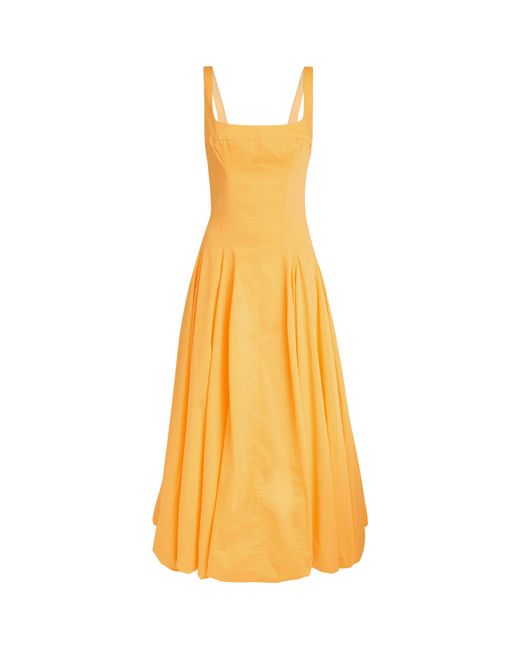 Jonathan Simkhai Yellow Cotton Bubble-Hem Hally Midi Dress