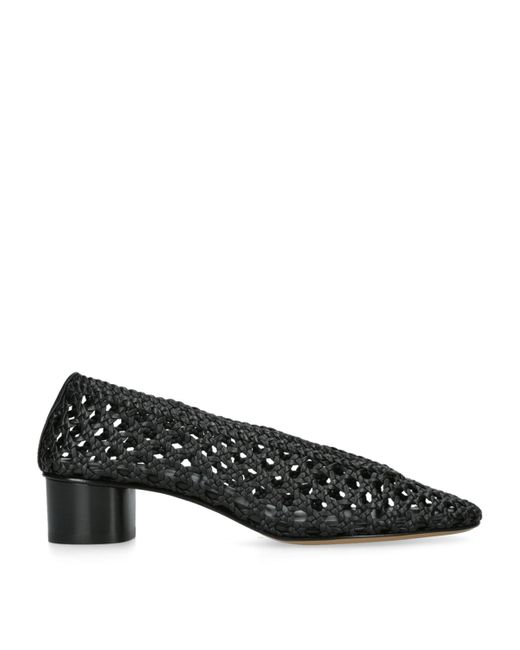 Le Monde Beryl Black Leather Woven Pumps 40