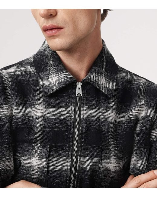 AllSaints Black Organic Cotton Check Bayo Jacket for men