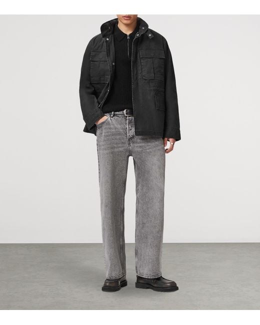 AllSaints Black Organic Cotton Valen Jacket for men