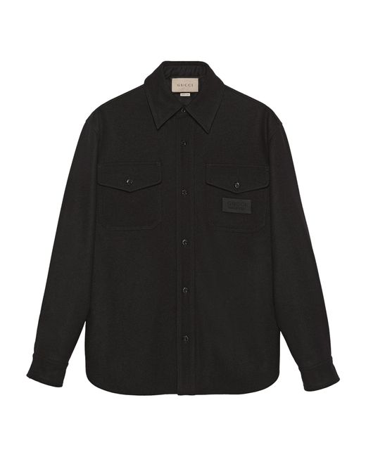 Gucci Black Wool Patch-detail Overshirt for men