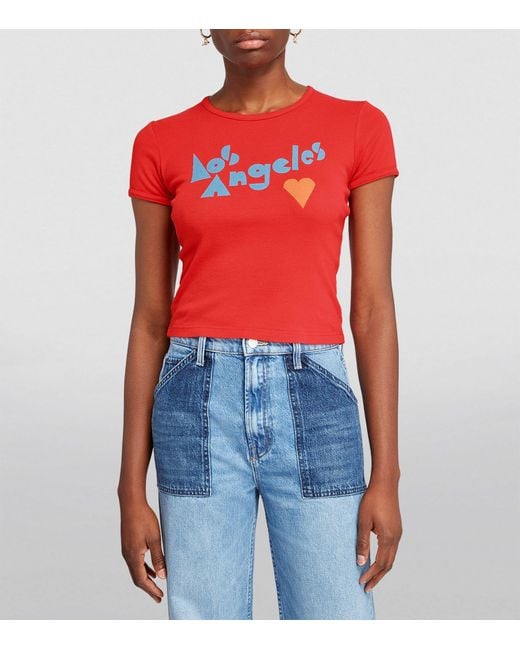 Mother Red Cropped Ringer T-shirt