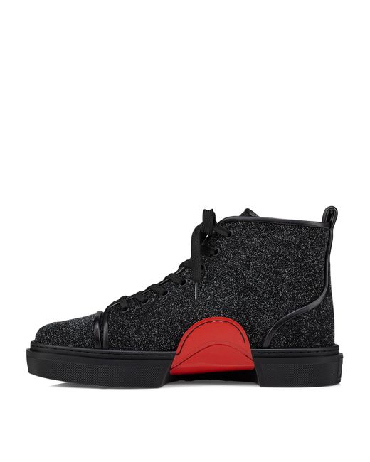 Christian Louboutin Black Leather Adolon High-top Sneakers for men