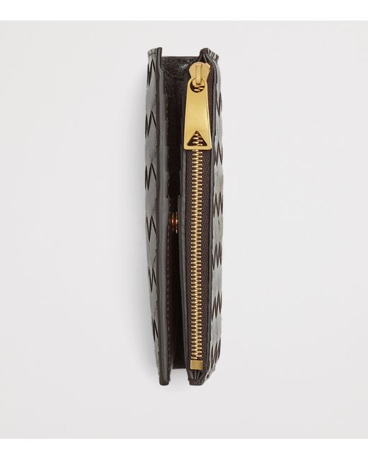 Bottega Veneta Gray Leather Intrecciato Bifold Card Holder