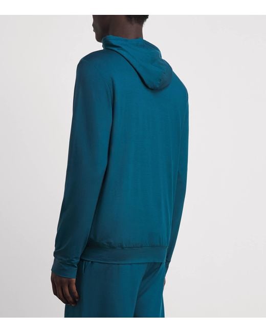 Derek Rose Blue Micromodal Basel Hoodie