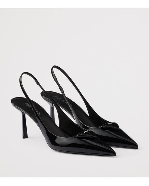 Prada Black Patent Leather Slingback Pumps