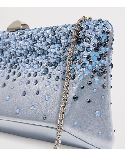 Rodo Blue Satin Embellished Lally Clutch Bag