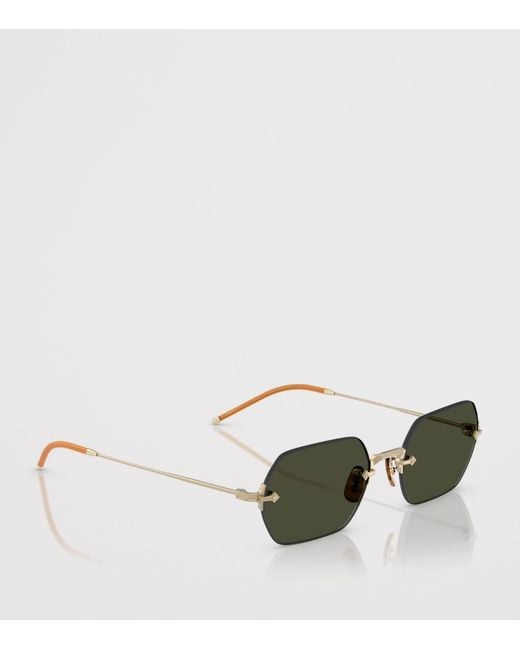 Oliver Peoples Green Titanium Tk-13 Rectangle Sunglasses