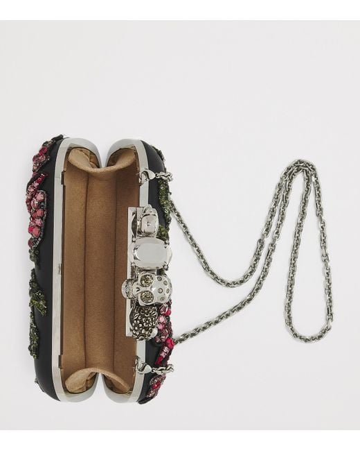 Alexander McQueen Metallic Leather Embellished Skull Knuckle Clutch Bag