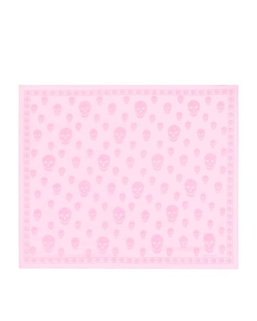 McQueen Pink Silk Skull Scarf