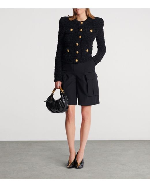 Balmain Blue Tweed Button-Up Jacket