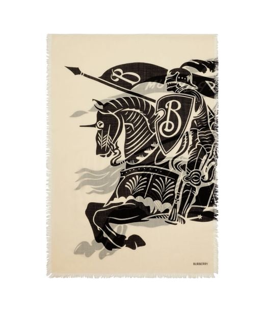 Burberry Natural Wool Wide Ekd Scarf