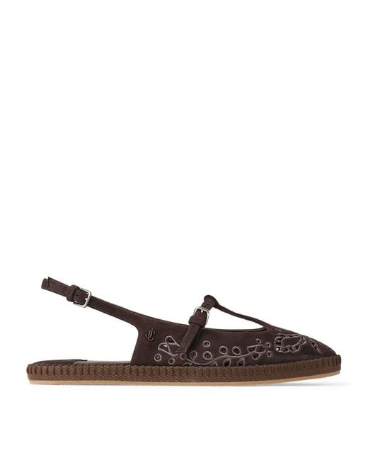 Jimmy Choo Brown Aimee Suede Slingback Espadrille Flats