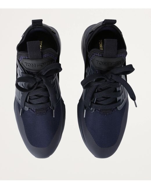 Tom Ford Blue Leather Jago Sneakers for men