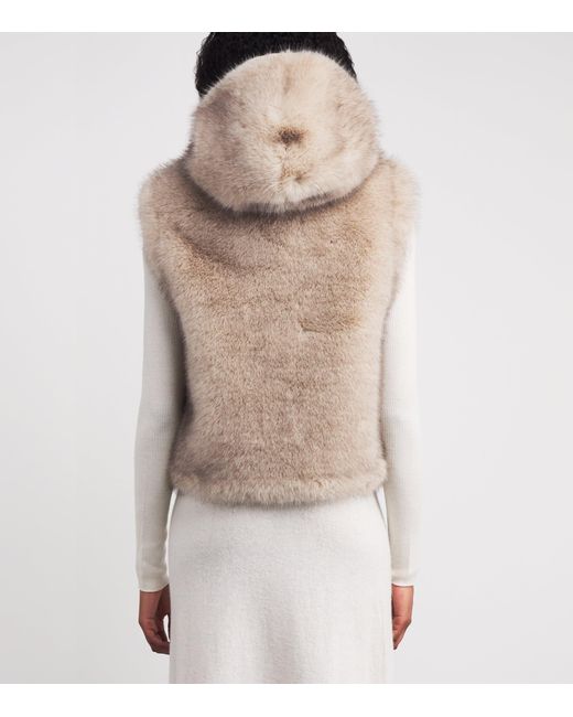 Maje Natural Faux Fur Hooded Gilet