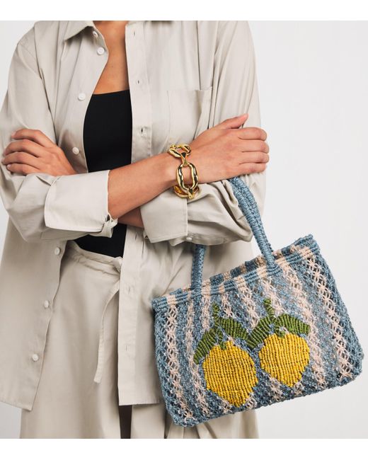 The Jacksons Blue Small Stripe Lemons Tote Bag