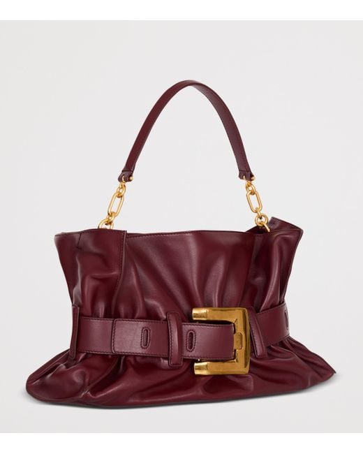 Balmain Purple Medium Leather Anthem Shoulder Bag