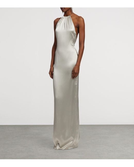Ralph Lauren White Stretch-Satin Corra Maxi Dress