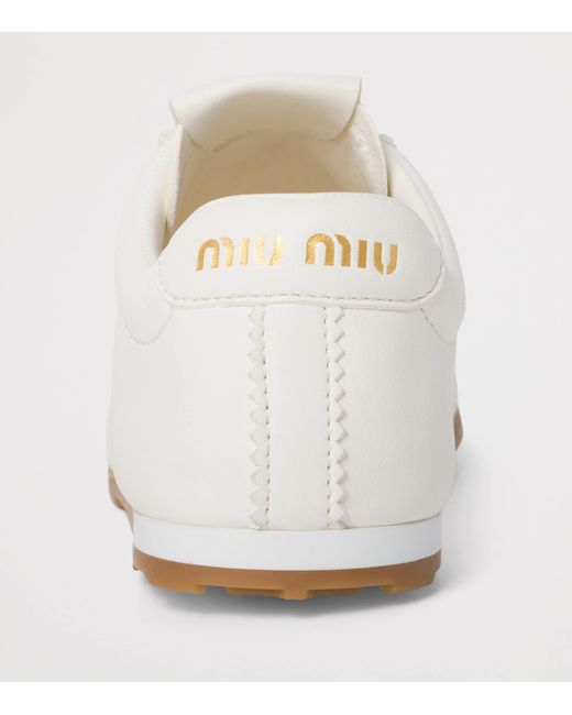 Miu Miu White Nappa Leather Plume Sneakers