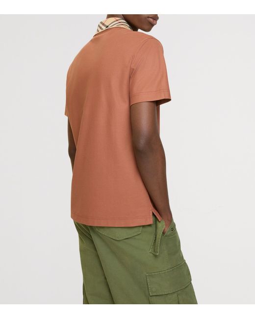 Burberry Brown Cotton Piqué Slim Polo Shirt for men