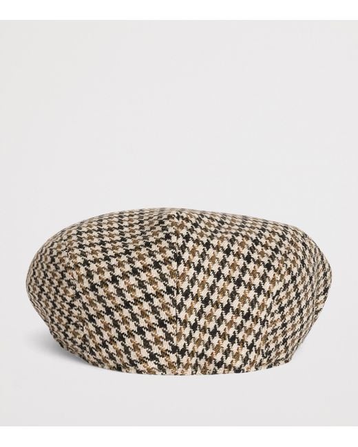 Dolce & Gabbana Gray Virgin Wool Houndstooth Flat Cap for men