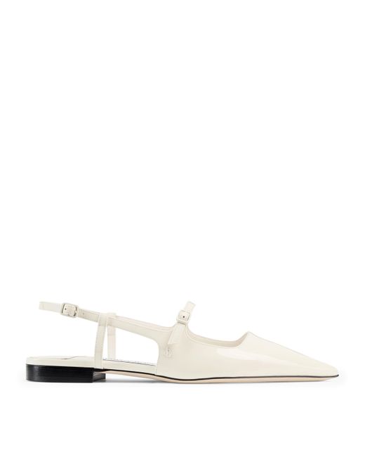 Jimmy Choo White Didi Patent Slingback Flats