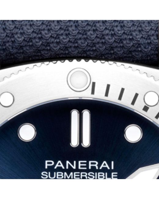 Panerai Blue Stainless Steel Submersible Watch 44mm for men