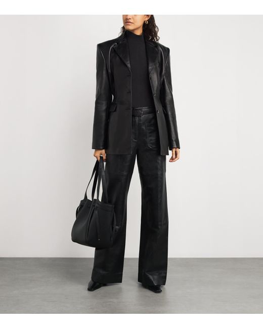 FRAME Black Modal Ribbed Rollneck Sweater