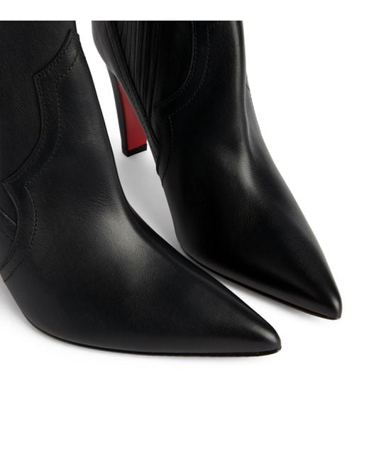 Christian Louboutin Black Santigag Leather Ankle Boots 85