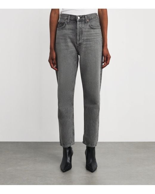 Agolde Gray '90S Pinch Waist Cropped Jeans