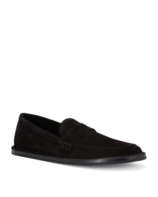 The Row Black Leather Cary Loafers for men