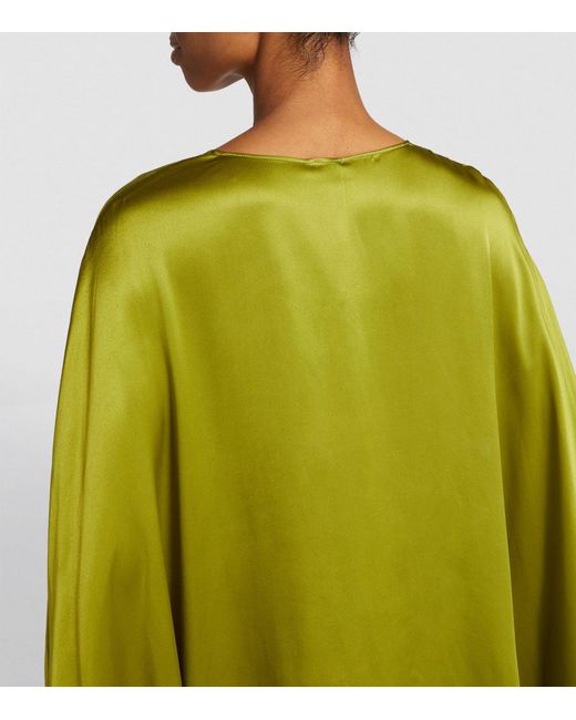 ‎Taller Marmo Green Silk Azores Kaftan Maxi Dress