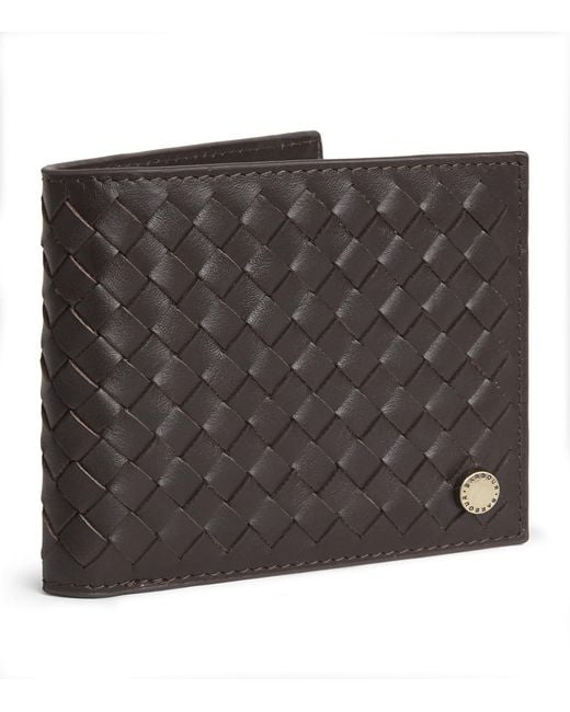 Barbour Black Leather Woven Farne Wallet for men