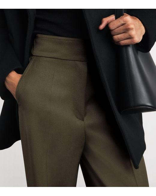 Max Mara Green Cotton Wide-Leg Trousers