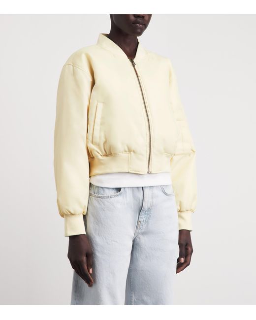 Anine Bing Natural Cropped Leon Bomber Jacket