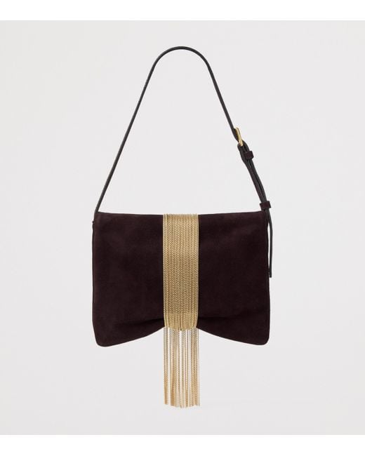 Jimmy Choo Brown Zandra Suede Embellished Shoulder Bag