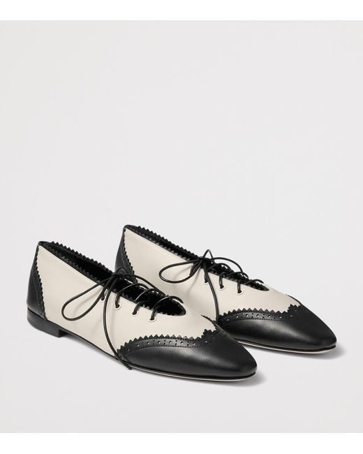Jimmy Choo Black Margot Leather Lace-Up Flats
