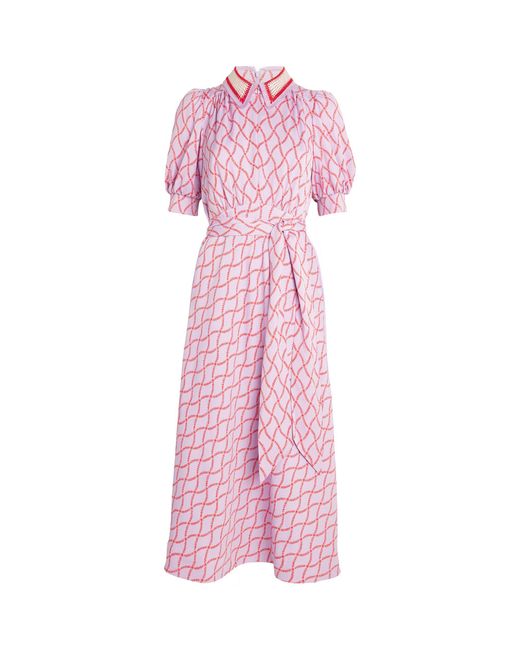 ME+EM Pink Me+em Trellis Floral Print Midi Dress