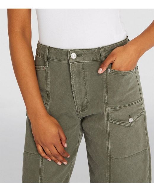 PAIGE Green Alexis High-rise Straight Cargo Jeans