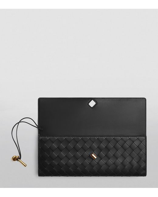 Bottega Veneta Black Intrecciato Leather Andiamo Clutch Bag