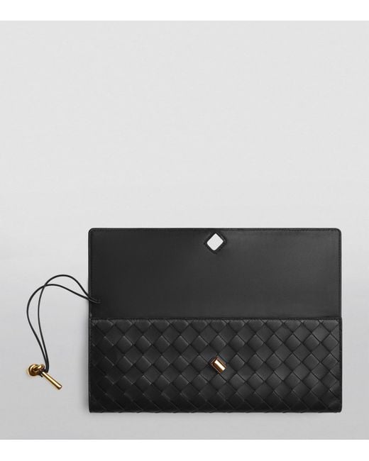 Bottega Veneta Black Leather Andiamo Clutch Bag